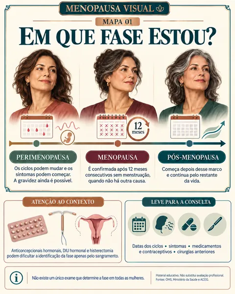 Mapa 01: Em que fase estou? Perimenopausa, menopausa e pós-menopausa